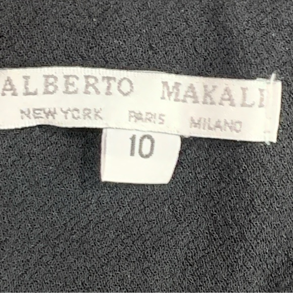 Alberto Makali Women's USA 10 Black Straight Dacron Trousers Leather Waist Trim - Picture 3 of 12